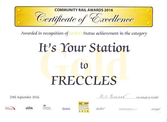 Freccles' Gold Award Certificate